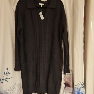 Maurices Dark Grey Cable Knit Mini Dress